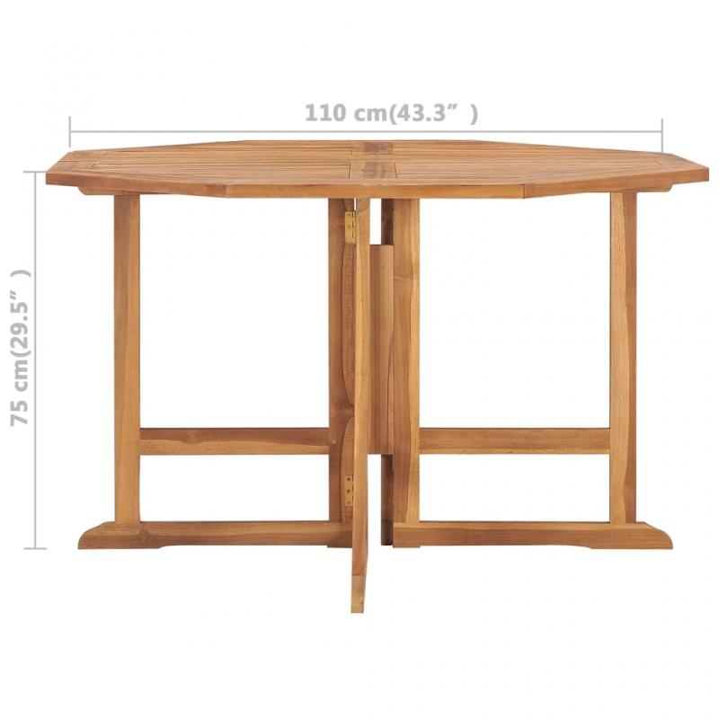 Sammenleggbart spisebord for hage 110x110x75 cm massiv teak , hemmetshjarta.no