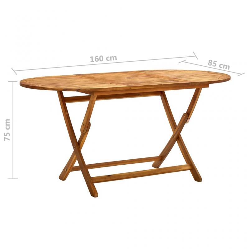 Sammenleggbart spisebord for hage 160x85x75 cm heltre akasietre , hemmetshjarta.no