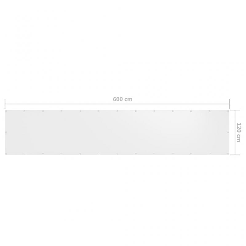 Balkongskjerm hvit 120x600 cm oxfordstoff , hemmetshjarta.no