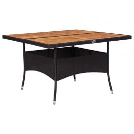 Spisebord for hage 120x120x75 cm sort kunstrotting og solid akasie , hemmetshjarta.no