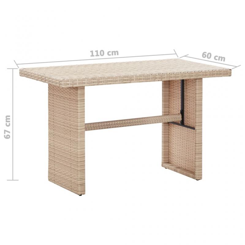 Spisebord for hage 110x60x67 cm beige kunstrotting , hemmetshjarta.no