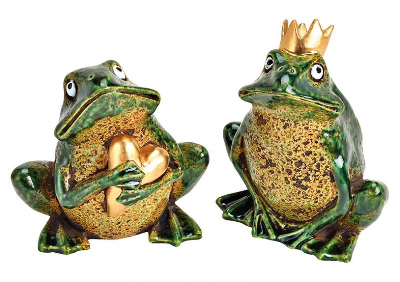 Dekorasjon Frosk grnn keramikk 2-pack (B/H/D) 14x17x11cm , hemmetshjarta.no
