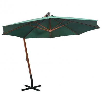 Fritthengende parasoll med trestang 350 cm grnn , hemmetshjarta.no