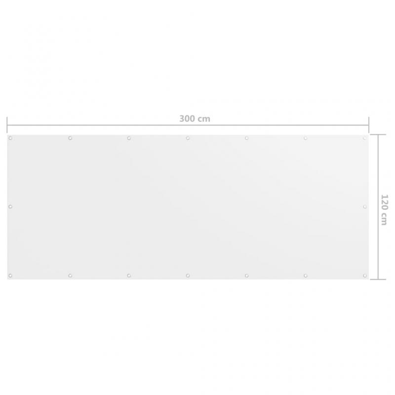 Balkongskjerm hvit 120x300 cm oxfordstoff , hemmetshjarta.no