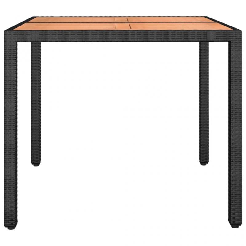 Spisebord for hage 90x90x75 cm kunstrotting & solid akasie , hemmetshjarta.no