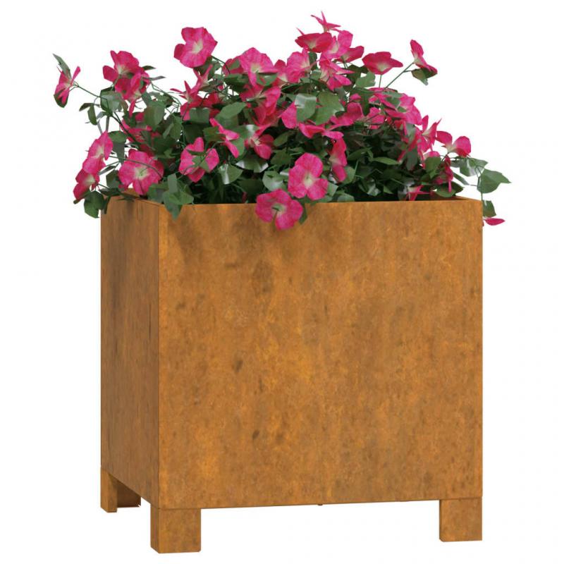 Blomsterkasse med ben rustfarget 32x30x33 cm rustbestandig stl , hemmetshjarta.no