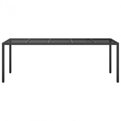 Spisebord for hage herdet glass 250x100x75 cm svart og kunstrotting , hemmetshjarta.no