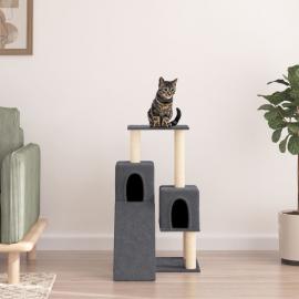 Kattetre med klorestolper i sisal mørkegrå 82 cm , hemmetshjarta.no