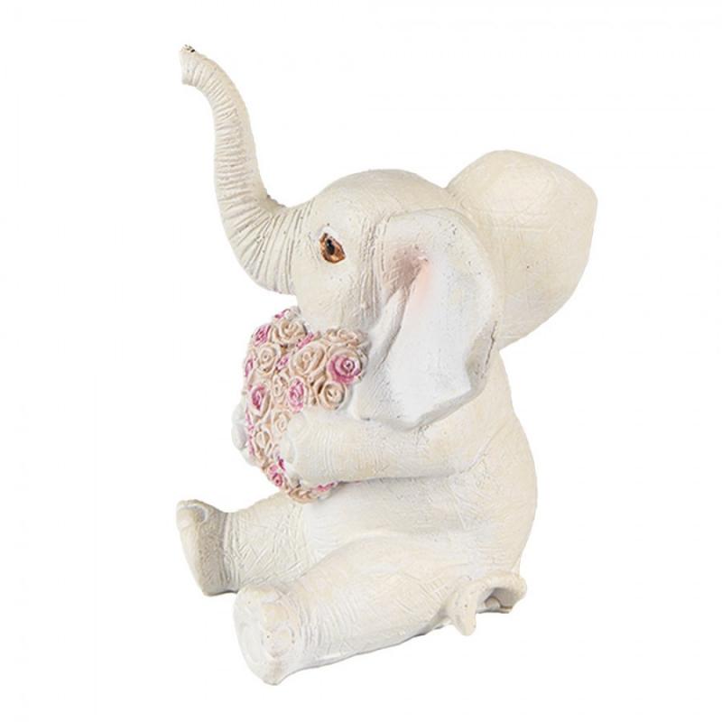 Dekorasjon Elefant 10 Cm Hvit Rosa Polyresin , hemmetshjarta.no