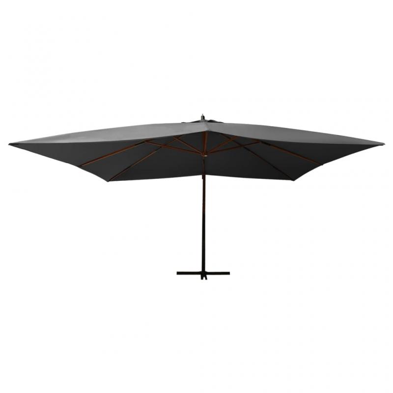 Fritthengende parasoll med trestang 400x300 cm antrasitt , hemmetshjarta.no