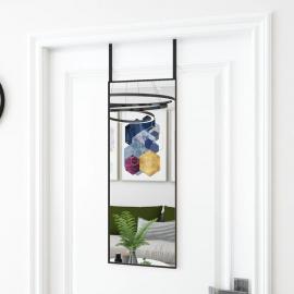 Dørspeil sort 30x80 cm glass og aluminium , hemmetshjarta.no