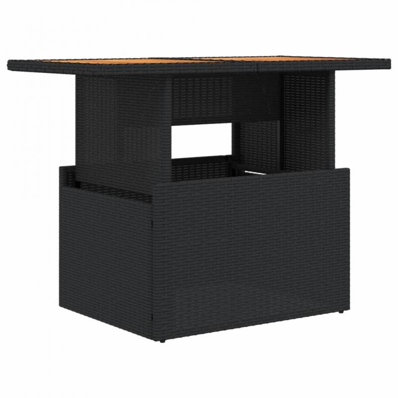 Spisebord for hage 100x55x73 cm sort kunstrotting og akasietre , hemmetshjarta.no