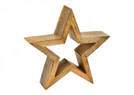 Dekorativ stjerne av mangotre (B/H/D) 24x23x6cm , hemmetshjarta.no