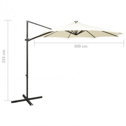 Fritthengende parasoll med stang og LED sand 300 cm , hemmetshjarta.no