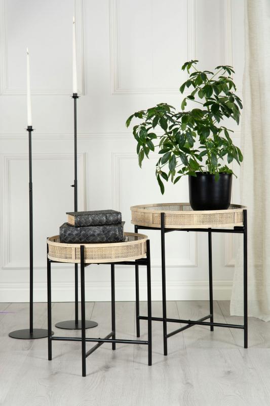 A Lot Dekoration - Sidebord Brettbord Sammenleggbart Metall Bambus 2-pack , hemmetshjarta.no