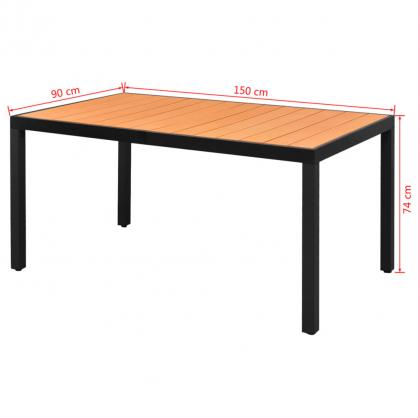 Spisebord for hage 150x90x74 cm brun aluminium og WPC , hemmetshjarta.no
