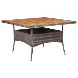 Spisebord for hage 120x120x75 cm grå kunstrotting og solid akasie , hemmetshjarta.no