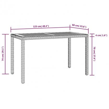 Spisebord for hage 123x60x74 cm sort og brunt massivt akasietre , hemmetshjarta.no