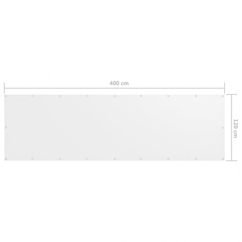 Balkongskjerm hvit 120x400 cm oxfordstoff , hemmetshjarta.no