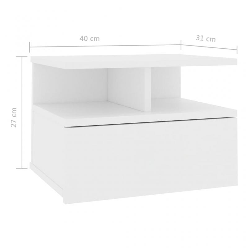 Flytende nattbord 40 x 31 x 27 cm hvit , hemmetshjarta.no