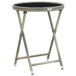 Sammenleggbar bord herdet glass Ø 60x75 cm grå syntetisk rotting og , hemmetshjarta.no