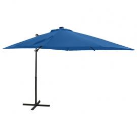 Fritthengende parasoll med stang og LED azurblå 250 cm , hemmetshjarta.no