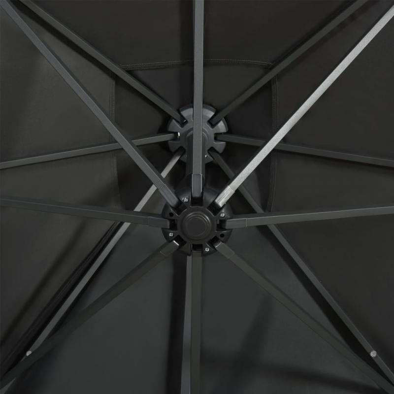 Fritthengende parasoll med stang og LED antrasitt 250 cm , hemmetshjarta.no