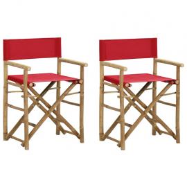 Sammenleggbar regissørstol bambus 2 stk rød , hemmetshjarta.no