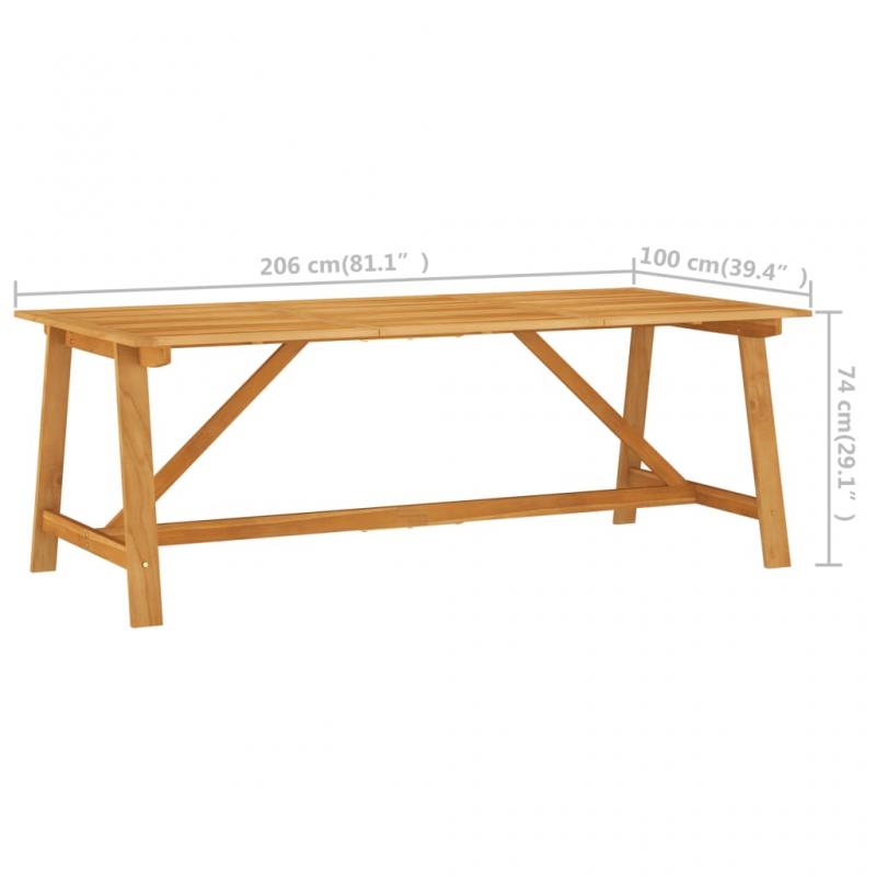 Spisebord for hage 206x100x74 cm heltre akasietre , hemmetshjarta.no