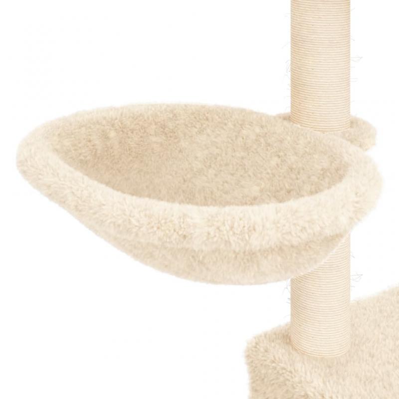 Kattetre med klorestolper i sisal kremhvit 83 cm , hemmetshjarta.no
