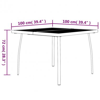 Spisebord for hage 100x100x72 cm antrasitt stlnett , hemmetshjarta.no