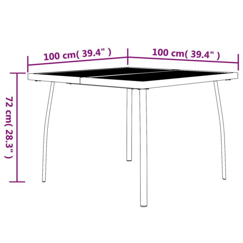 Spisebord for hage 100x100x72 cm antrasitt stlnett , hemmetshjarta.no