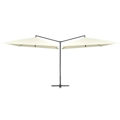 Dobbel parasoll med stlstang 250x250 cm sandhvit , hemmetshjarta.no