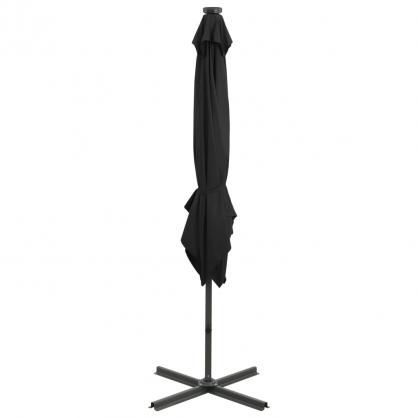 Fritthengende parasoll med stang og LED sort 250 cm , hemmetshjarta.no