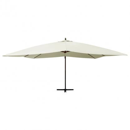 Fritthengende parasoll med trestang 400x300 cm sandhvit , hemmetshjarta.no