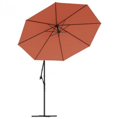 Fritthengende parasoll med stang og LED terrakotta 300 cm , hemmetshjarta.no