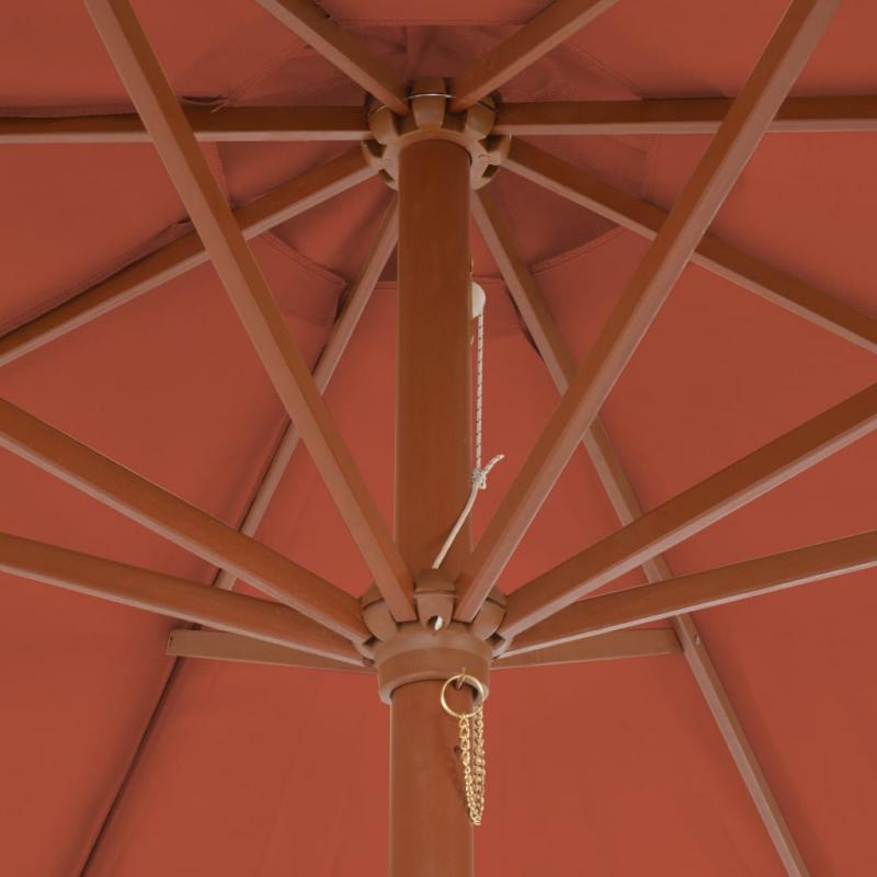 Parasoll med trestang 300 cm terrakotta , hemmetshjarta.no