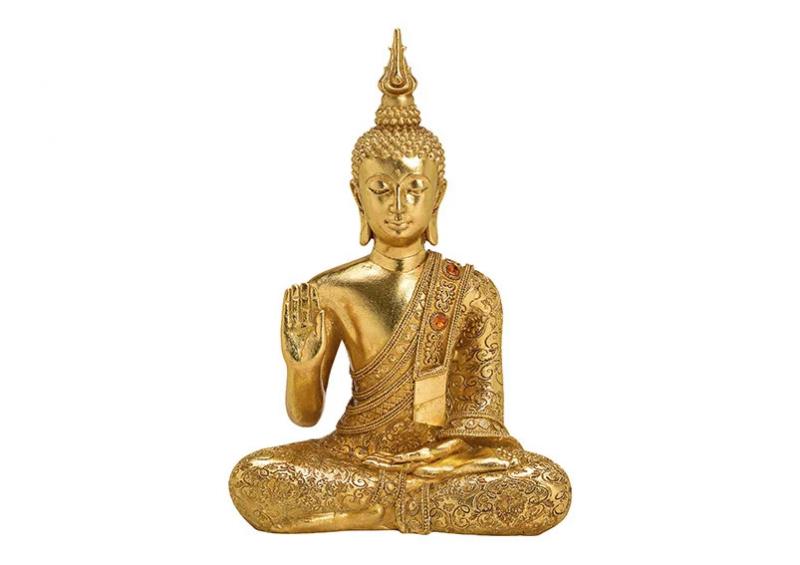 Dekorasjon Buddha gull polyresin (B/H/D) 21x31x10cm , hemmetshjarta.no