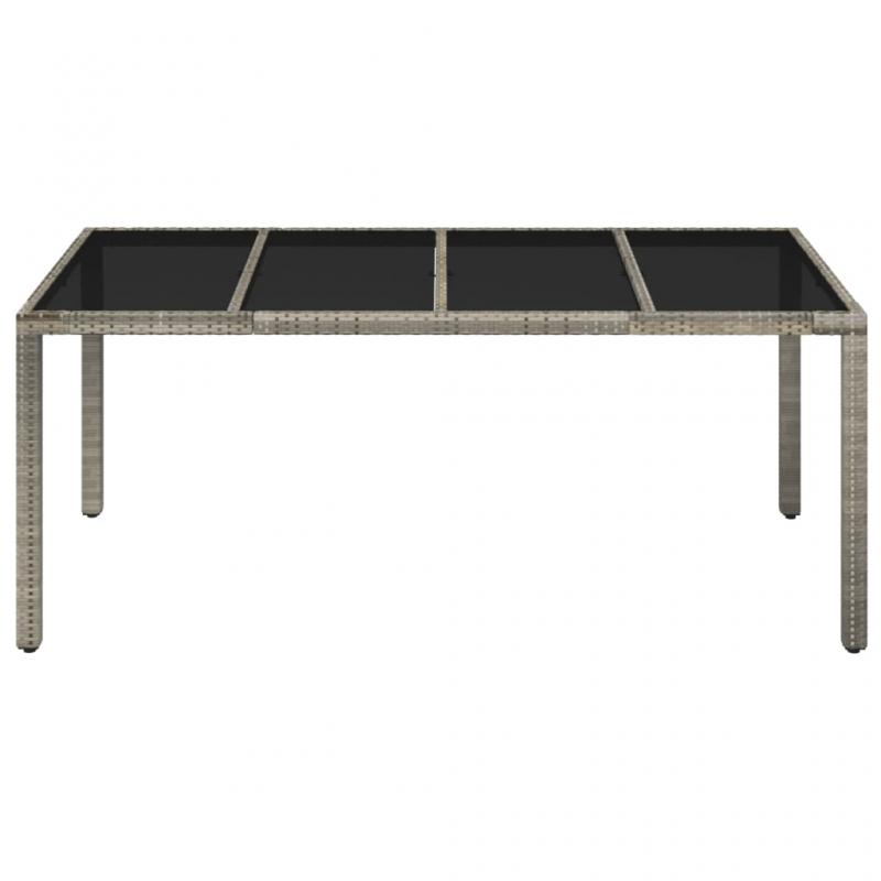 Spisebord for hage med glassplate gr 190x90x75 cm kunstrotting , hemmetshjarta.no