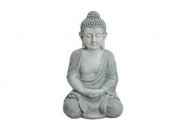 Dekorasjon Buddha XL grå sittende polyresin (B/H/D) 35x47x32 cm , hemmetshjarta.no