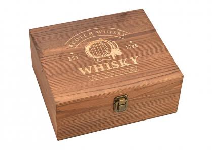 Luksus Whiskysett treboks 6 stlterning 1 pose 2 glass 1 tang (B/H/D) 23x10x21cm , hemmetshjarta.no