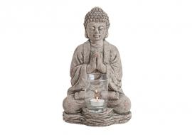 Dekorasjon Buddha grå telysholder keramikk (B/H/D) 18x30x15 cm , hemmetshjarta.no