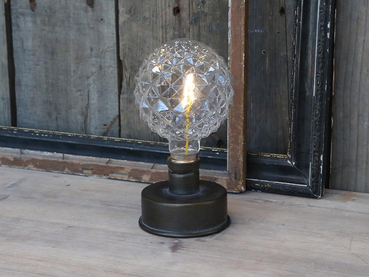 Chic Antique Batteridrevet lampe mnstret lyspre H17 / 8 cm antikk kull , hemmetshjarta.no