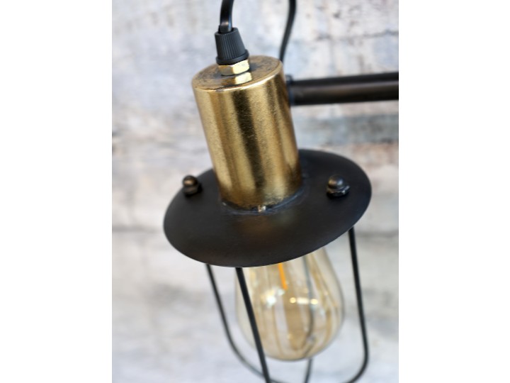 Chic Antique Facrory lampe 3 LED-prer H24,5 / L50 / B17 cm antikk kull , hemmetshjarta.no