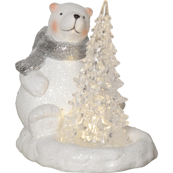 Julepynt LED Polar Isbjrn 14 cm Hvit , hemmetshjarta.no