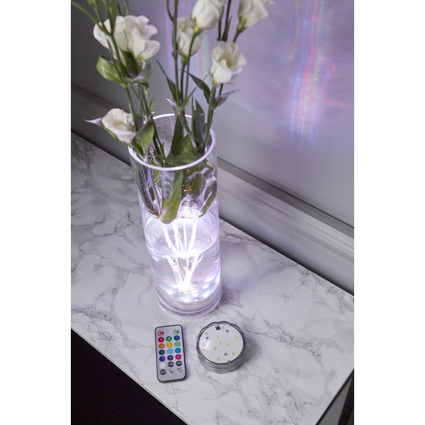 Vanntett dekorasjonspuck med LED-lys Fjernkontroll RGB (rd-grnn-bl) , hemmetshjarta.no