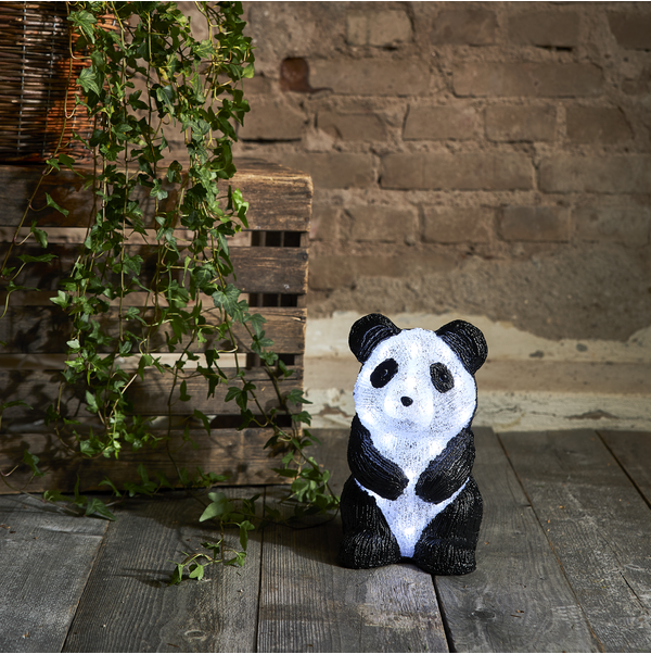 Utendrsdekorasjonsfigur Crystalo Panda 27x15cm 20 Lys , hemmetshjarta.no