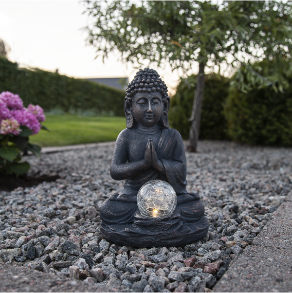 Solcelledekor Buddha 27 cm , hemmetshjarta.no