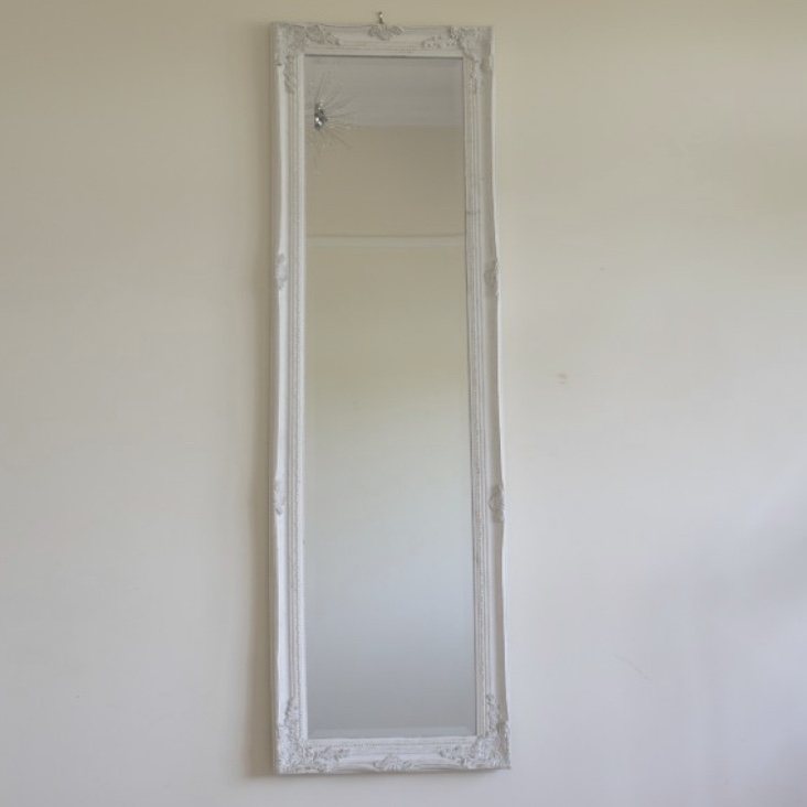 Speil Antik 130 cm - antikkhvit med Gull , hemmetshjarta.no