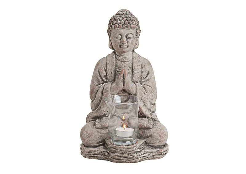 Dekorasjon Buddha gr telysholder keramikk (B/H/D) 18x30x15 cm , hemmetshjarta.no